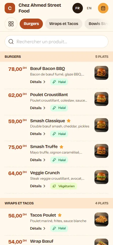 Aperçu du thème Snack sur téléphone